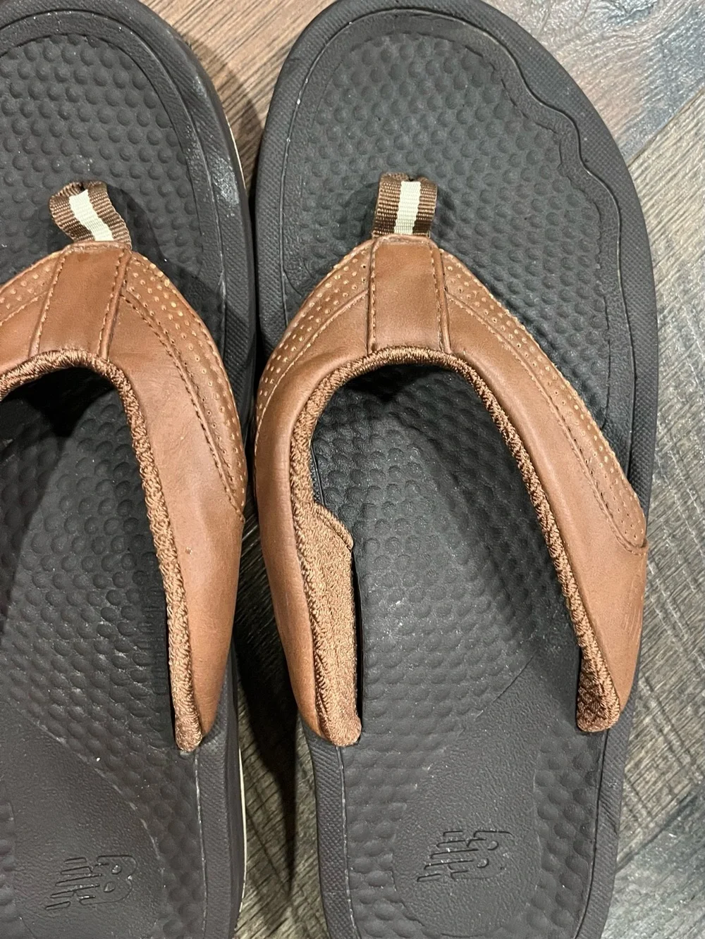 New Balance Brown & Black Men’s Leather Flip-Flops